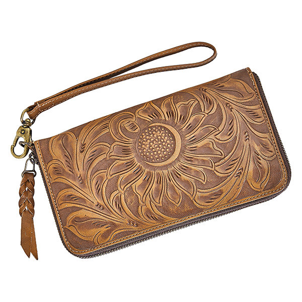 Product image for Sunflower Tooled Leather Wallet