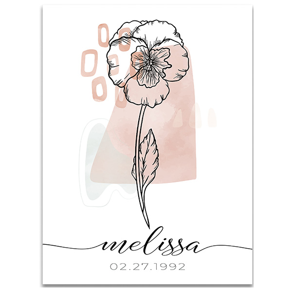Product image for Personalized Birth Month Flower Wall art - Black Mount Print