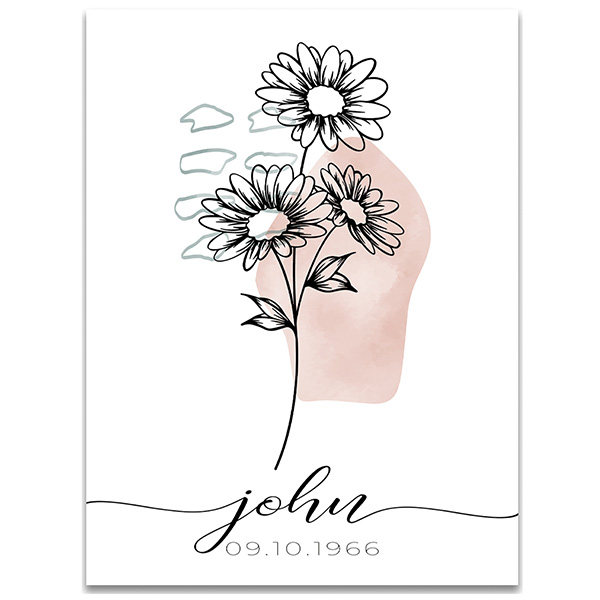 Product image for Personalized Birth Month Flower Wall art - Black Mount Print