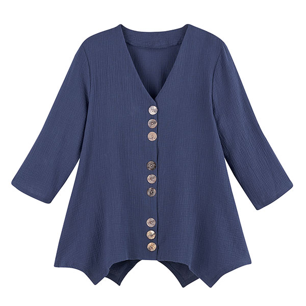 Textured Gauze Button-Front Tunic | Signals