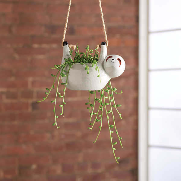 Product image for Ceramic Sloth Hanging Planter