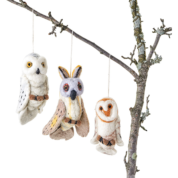 Felted Wool Owl Ornaments.