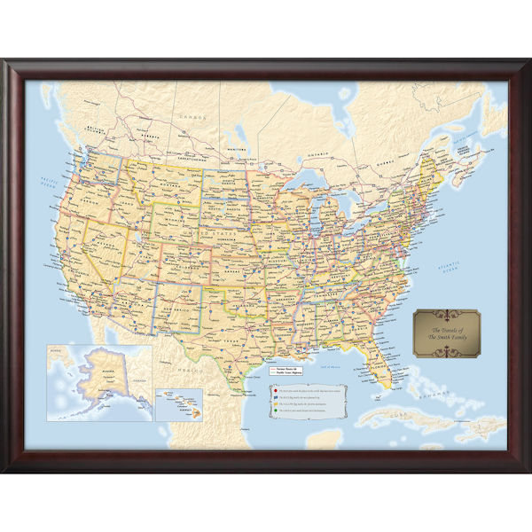 Product image for Personalized USA Traveler Map Set - Framed