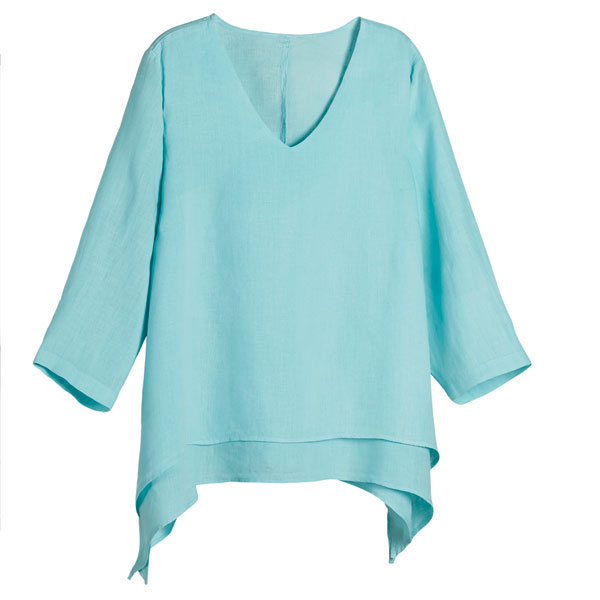 Product image for Easy Fit Double Layer Garment Dyed Linen Tunic Top
