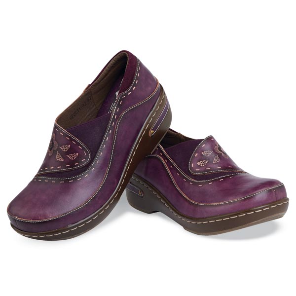 Product image for Closed-Back Hand-Painted Leather  Clogs