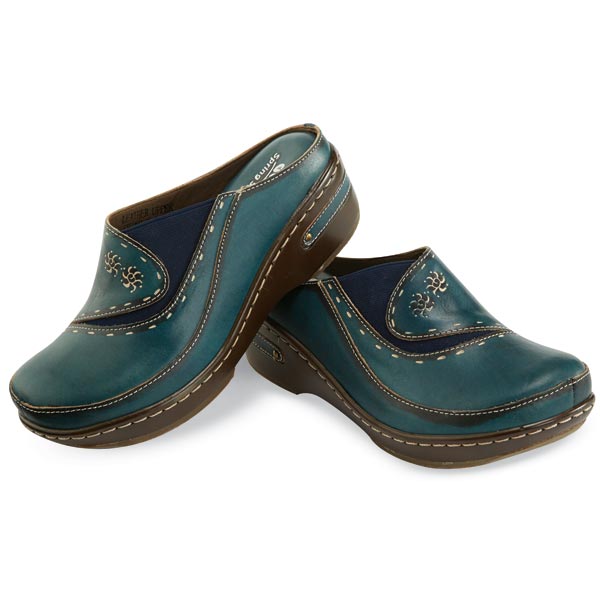 Product image for Open-Back Hand-Painted Leather  Clogs