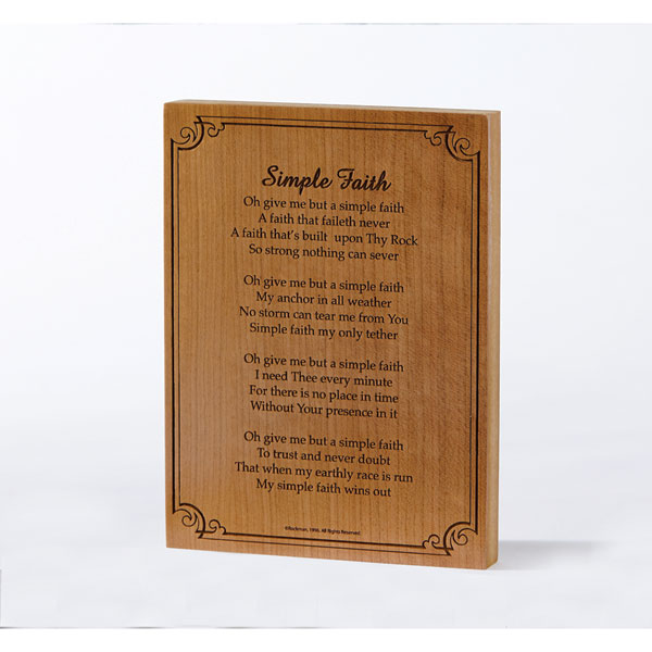 Product image for Simple Faith Plaque - Engraved