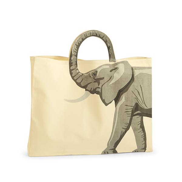 Product image for Trunk Handle Elephant Tote Bag in Natural Cotton Canvas