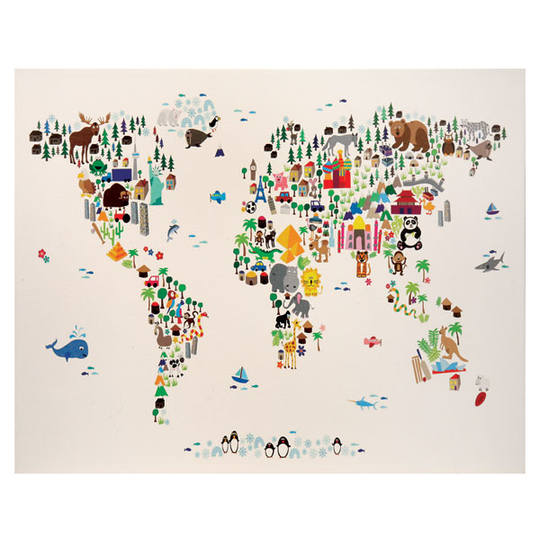 Product image for Illustrated World Map Canvas