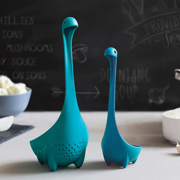 Product image for Pair of Nessie the Loch Ness Monster Ladles - Standard Ladle and Mama Colander