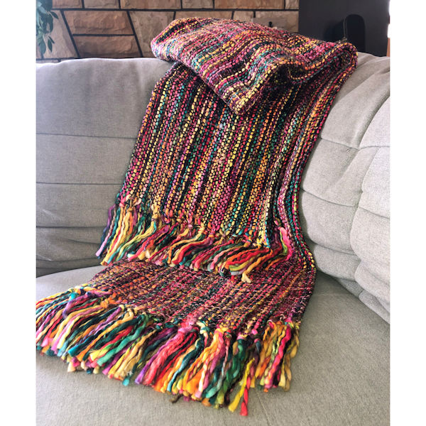 Product image for Multicolored Chunky Knit Throw Blanket