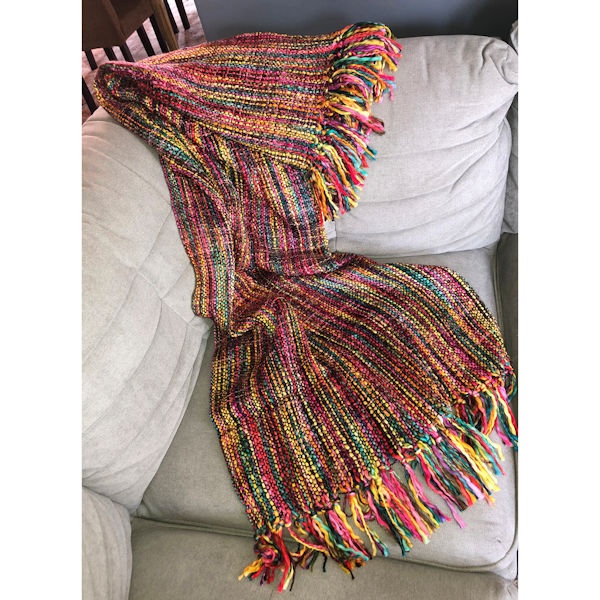 Product image for Multicolored Chunky Knit Throw Blanket