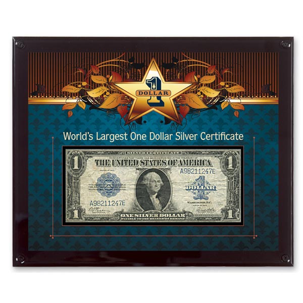 Product image for World's Largest Silver Certificate- 8X10 Plastic
