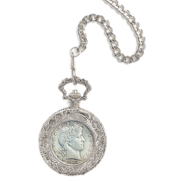 Product image for Silver Barber Half Dollar Pocket Watch