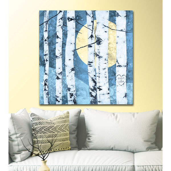Product image for Personalized Full Moon and Birches Print