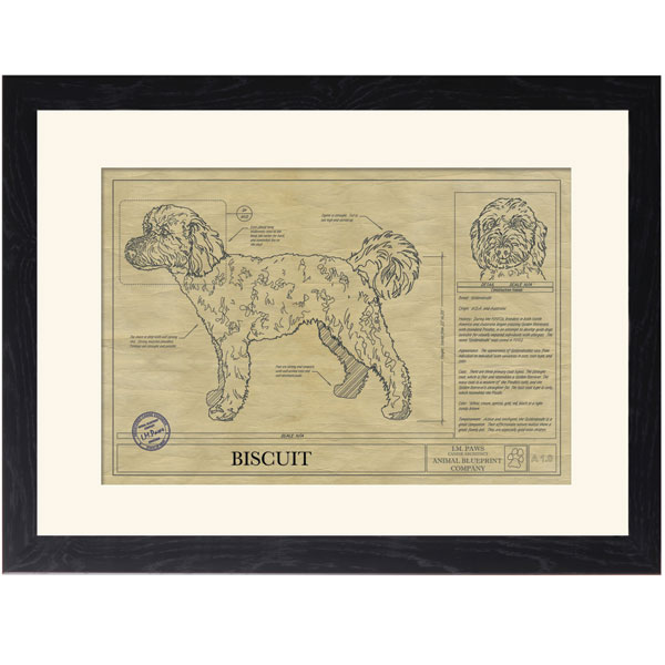 Product image for Personalized Framed Dog Breed Architectural Renderings - Goldendoodle