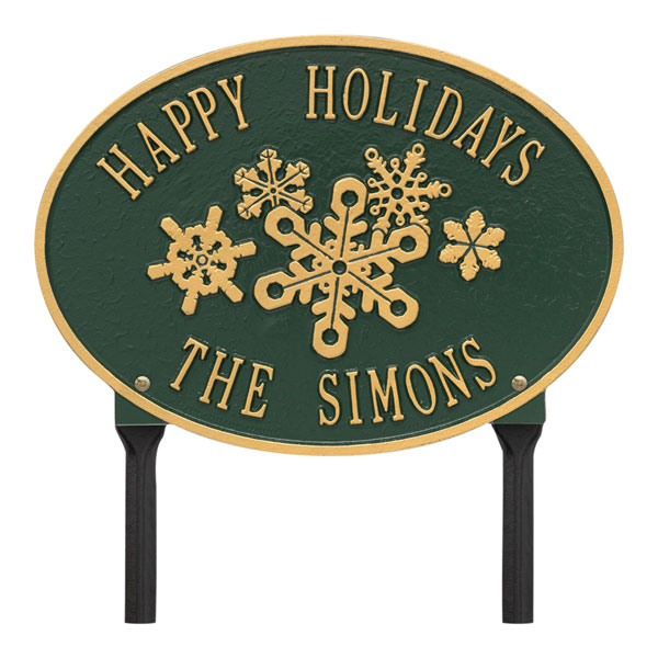 Product image for Personalized Oval Snowflake Lawn Plaque