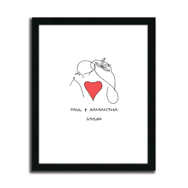 Product image for Personalized Framed Couples Line Drawing