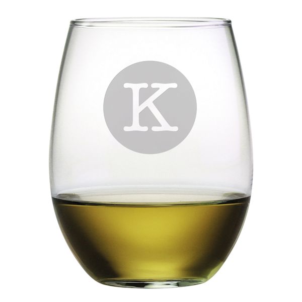 Product image for Personalized Initial Stemless Wine Glasses - Set of 4
