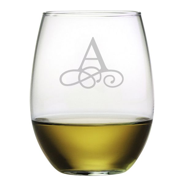Product image for Personalized Initial Stemless Wine Glasses - Set of 4