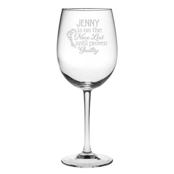 Product image for Personalized Nice/Naughty List Stemmed Wine Glass