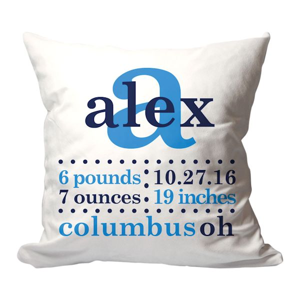 Product image for Personalized Blue Birth Announcement Pillow