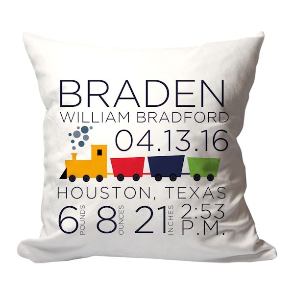 Product image for Personalized Choo-Choo Train Birth Announcement Pillow