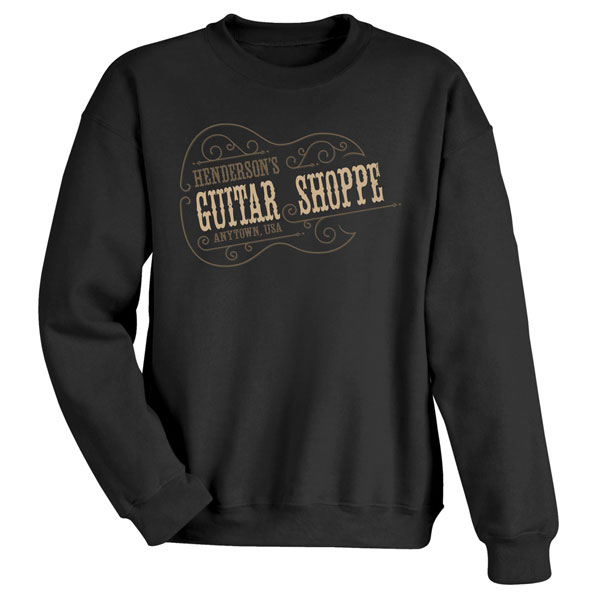 Product image for Personalized 'Your Name' Vintage Guitar Shoppe T-Shirt or Sweatshirt