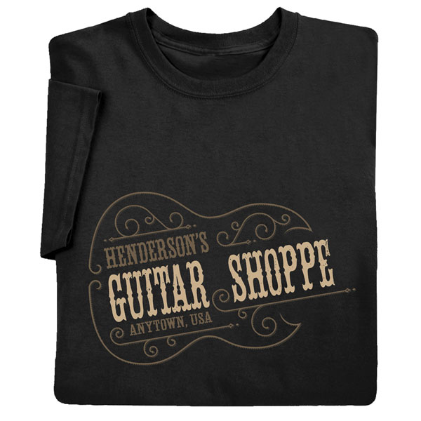 Product image for Personalized 'Your Name' Vintage Guitar Shoppe T-Shirt or Sweatshirt