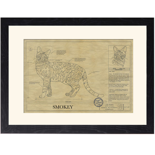 Product image for Personalized Framed Cat Breed Architectural Renderings - Bengal