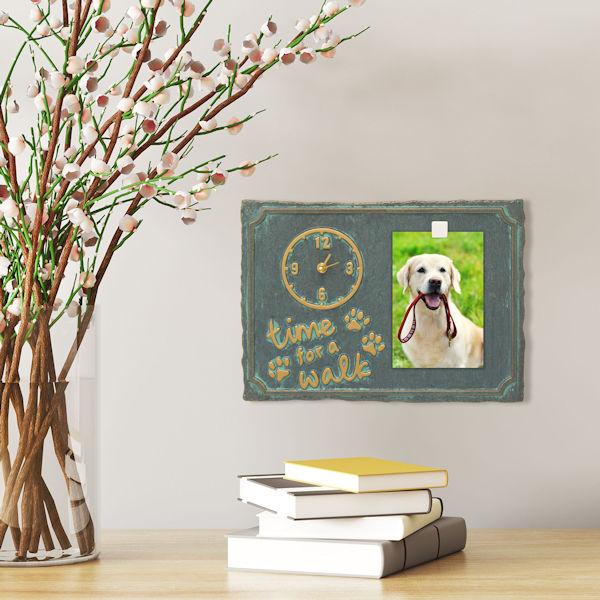 Product image for 'Time For A Walk' Pet Photo Wall Clock