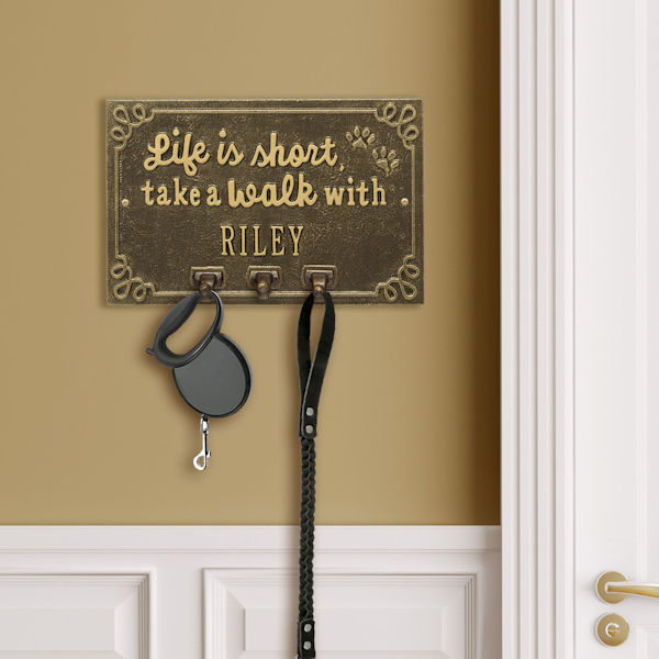 Product image for Personalized 'Life is Short, Take a Walk' Leash Hook