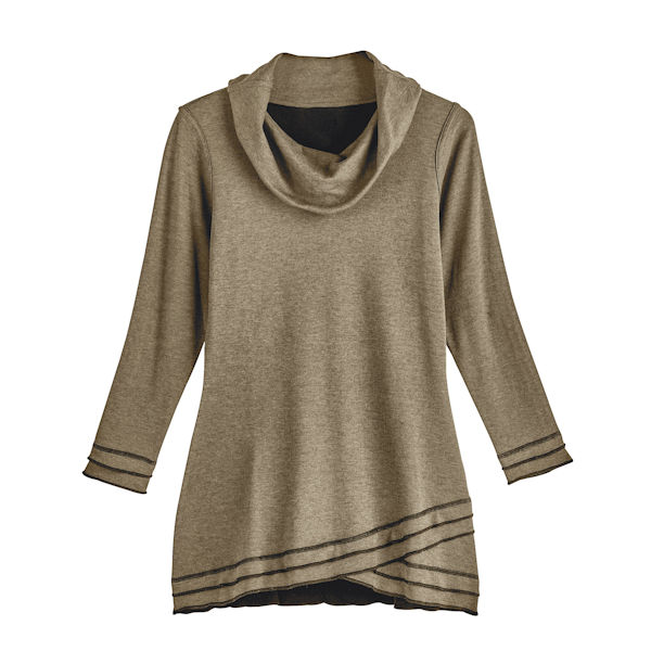Product image for Reversible Cowl-Neck Crossover Tunic