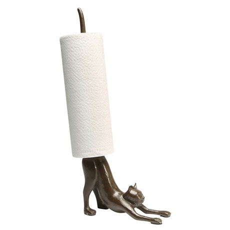 Cast Iron Cat Paper Towel & Toilet Paper Holder
