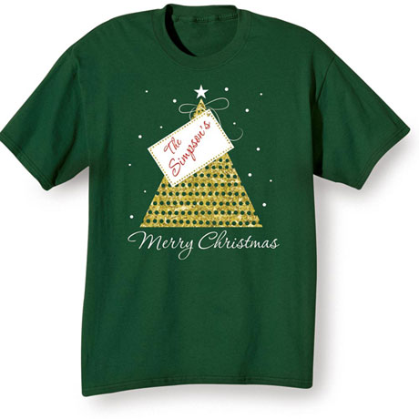 Customized 'Your Name' Gift Tag Merry Christmas Shirt