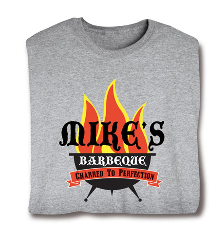Personalized 'Your Name' Barbeque Grillin' Flames T-Shirt or Sweatshirt