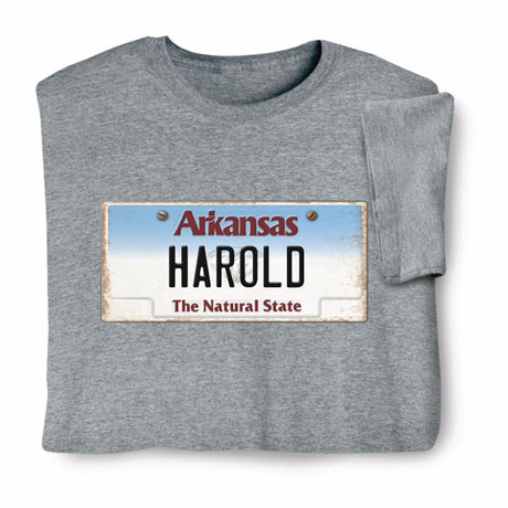 Personalized State License Plate Shirts - Arkansas