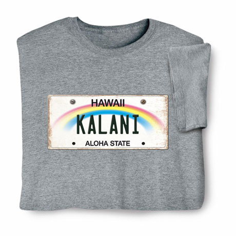 Personalized State License Plate T-Shirt or Sweatshirt - Hawaii