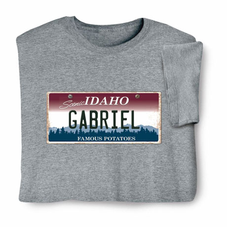 Personalized State License Plate T-Shirt or Sweatshirt - Idaho
