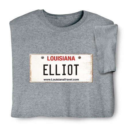Personalized State License Plate T-Shirt or Sweatshirt - Louisiana