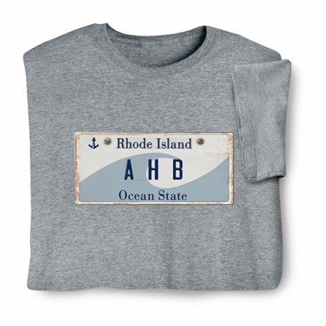 Personalized State License Plate Shirts - Rhode Island