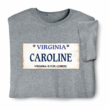 Personalized State License Plate T-Shirt or Sweatshirt - Virginia