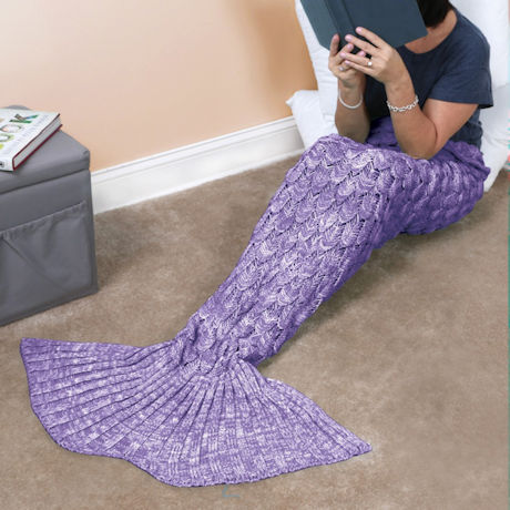 Knit Mermaid Tail Blanket - Purple