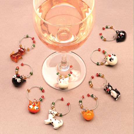 Cat Wine Charms With Tree