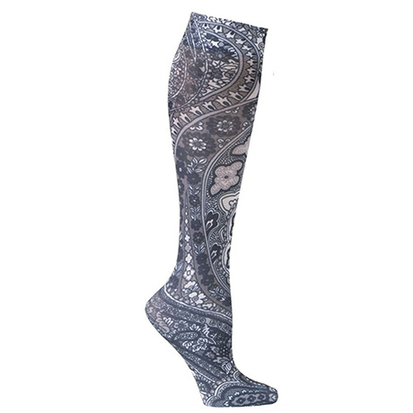 Product image for Celeste Stein® Women's Printed Closed Toe Mild Compression Knee High stocking - Black Paisley