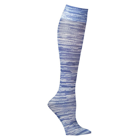 Product image for Celeste Stein® Women's Printed Closed Toe Mild Compression Knee High Stockings - Wide Calf - Denim Stripes
