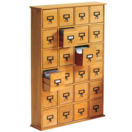 Library Catalog Media Storage Cabinet - 24 Drawer - Stores 456 CD's or 192 DVD's