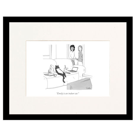 Product image for Indoor Cat Personalized New Yorker Cartoonist Cartoon - Matted