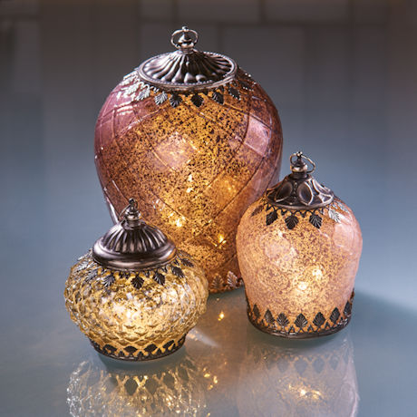 Product image for Mercury Glass Lighted Lanterns 