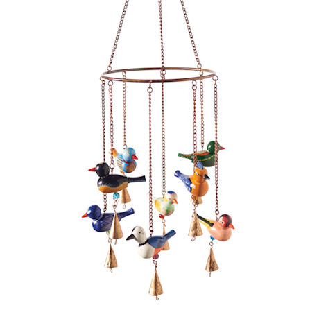 Hand-Painted Wood Birds Wind Chime